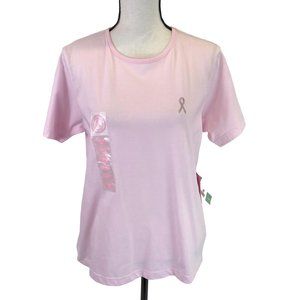 NWT Share The Care Sport Womens Pink Breast Cancer Short Sleeve Tee Shirt Size L